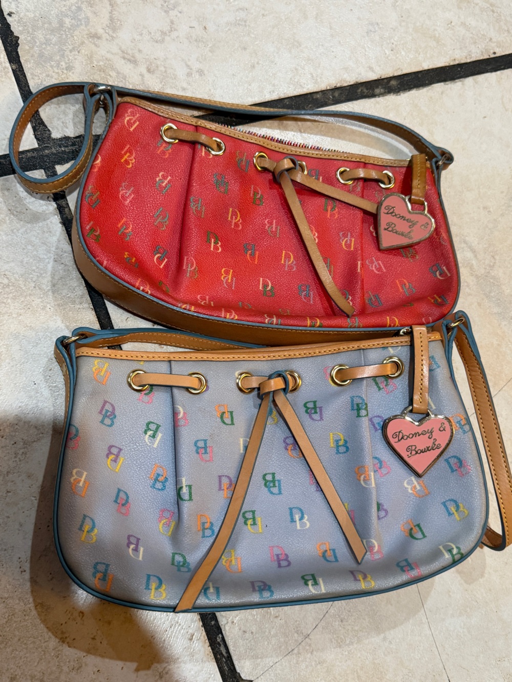 Vintage Dooney & Bourke Multicolor Monogram Drawstring Shoulder Bags